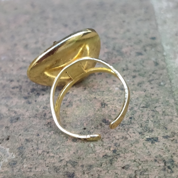 🦚 Vintage Dichroic Art Glass Peacock Eye Ring - Picture 3 of 5